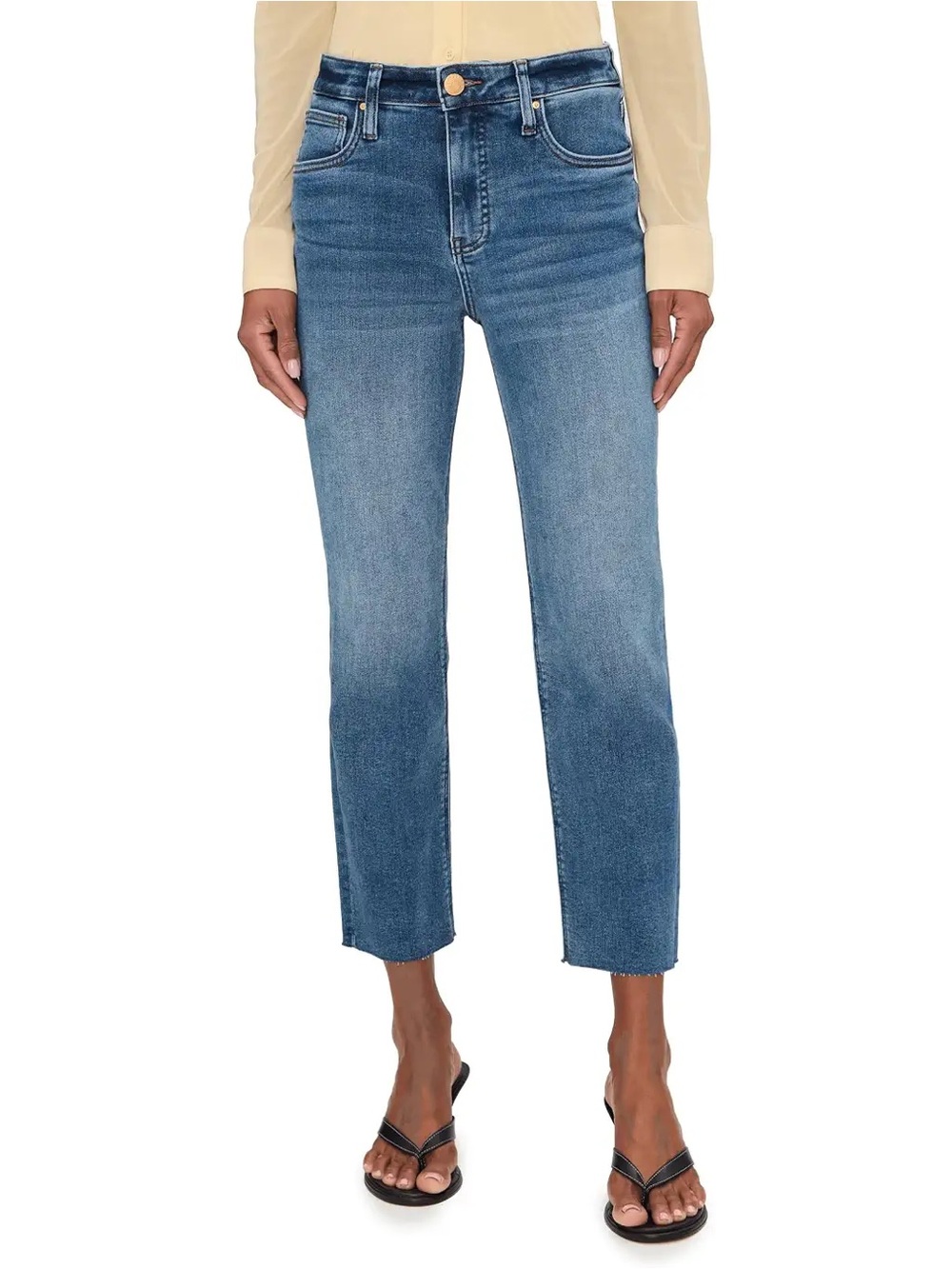 Kut From the Kloth Rachel Fab Ab High Rise Mom Jean Raw Hem Size 8 minimalist